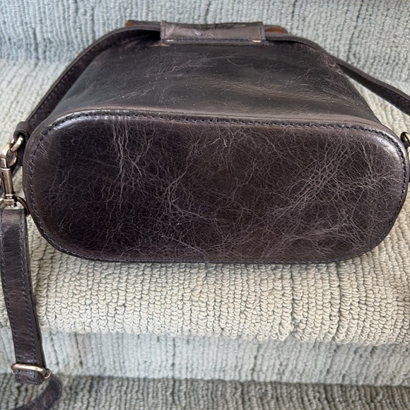 Patricia Nash  backpack  knapsack  mini backpack crinkle, leather charcoal gray